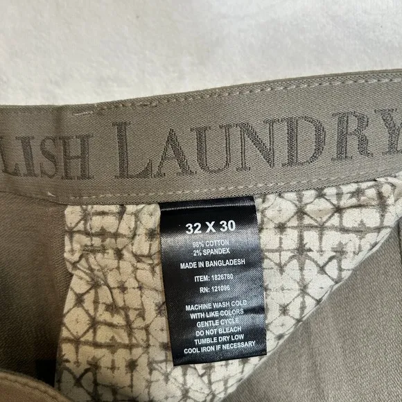 English Laundry Chino Pants Mens 32x30 Tan Stretch Straight Fit NEW