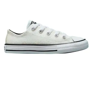 EUC Girls Converse Low All Star White Winter Glitter Iridescent Patent Size 2