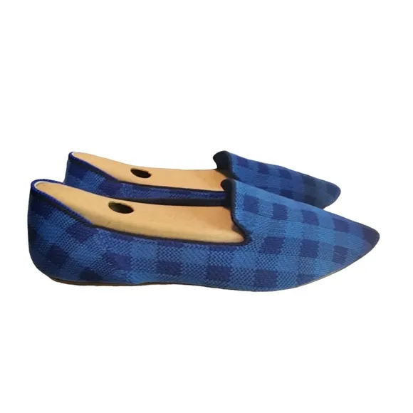 EUC Rothy's Limited Edition Lazuli Gingham Chrck The Point Flat
