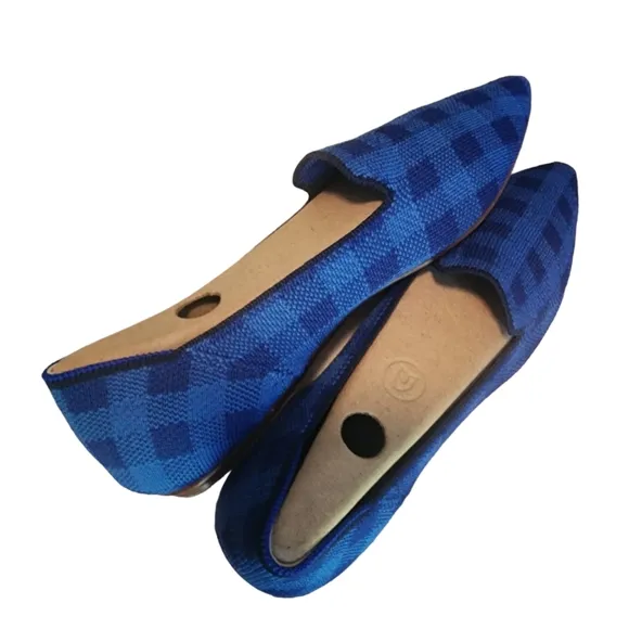 EUC Rothy's Limited Edition Lazuli Gingham Chrck The Point Flat
