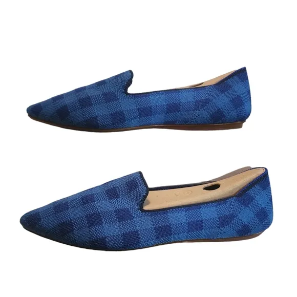 EUC Rothy's Limited Edition Lazuli Gingham Chrck The Point Flat
