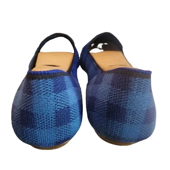 EUC Rothy's Limited Edition Lazuli Gingham Chrck The Point Flat