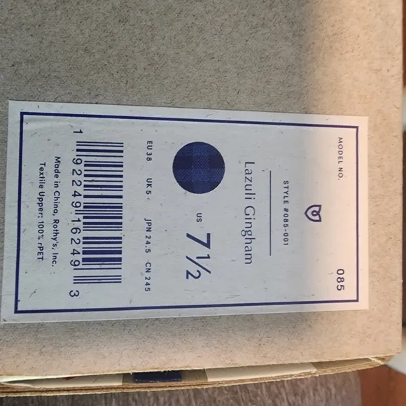 EUC Rothy's Limited Edition Lazuli Gingham Chrck The Point Flat