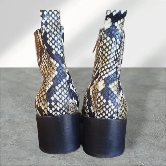 EVERLANE ANKLE BOOT  SNAKESKIN PRINT LEATHER POINTED TOE Women's 6 (Shoes)