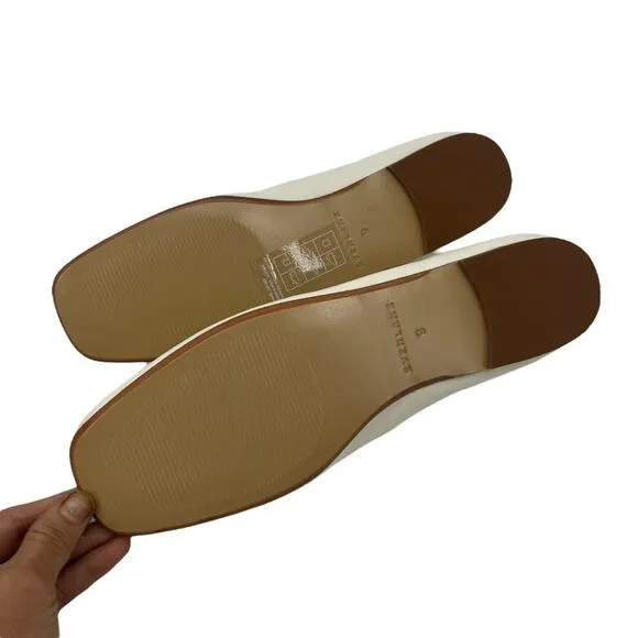 EVERLANE The Italian Leather Day Ballet Flat in White Slip On Bow Toe Size 9 NEW