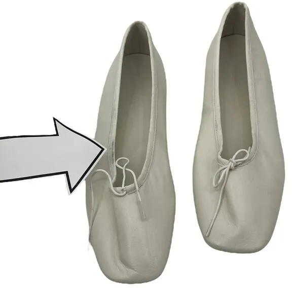 EVERLANE The Italian Leather Day Ballet Flat in White Slip On Bow Toe Size 9 NEW
