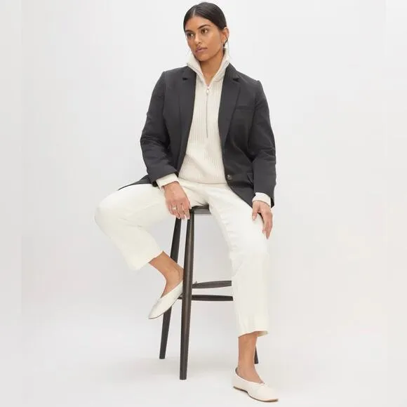 EVERLANE The Italian Leather Day Ballet Flat in White Slip On Bow Toe Size 9 NEW