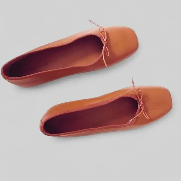 Everlane The Italian Leather Day Ballet Flat Womens 8.5 Toasted Almond Brown NEW