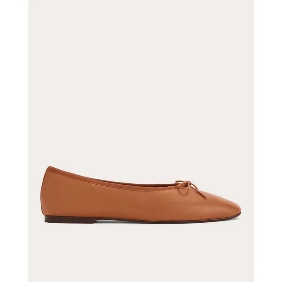 Everlane The Italian Leather Day Ballet Flat Womens 8.5 Toasted Almond Brown NEW