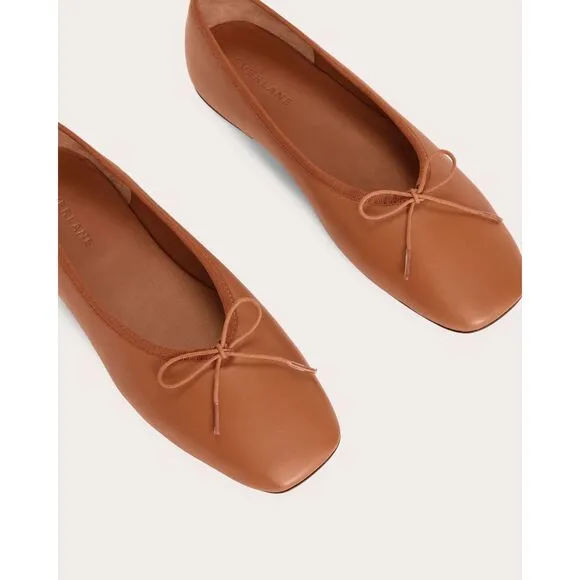 Everlane The Italian Leather Day Ballet Flat Womens 8.5 Toasted Almond Brown NEW