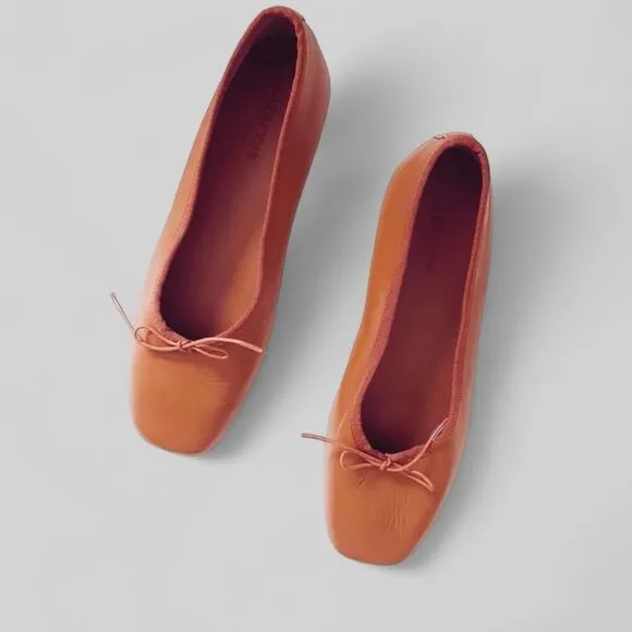 Everlane The Italian Leather Day Ballet Flat Womens 8.5 Toasted Almond Brown NEW