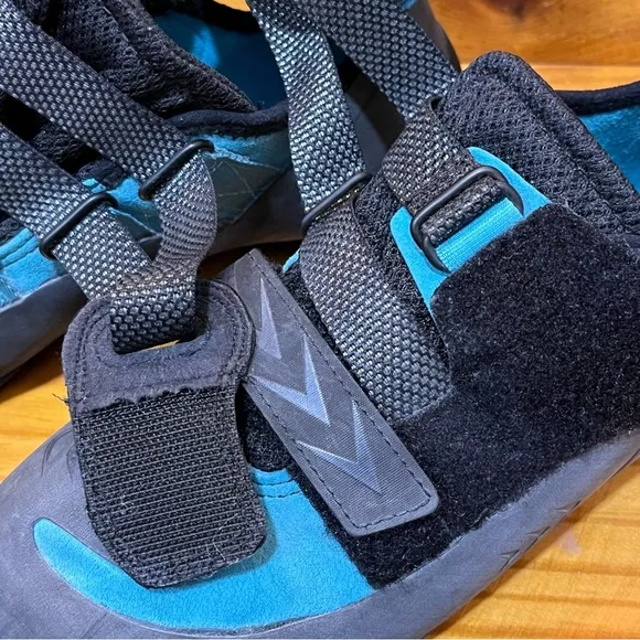 Evolv Blue Gray Climbing Shoes Kira Trax Rubber Performance Sneakers Mountain