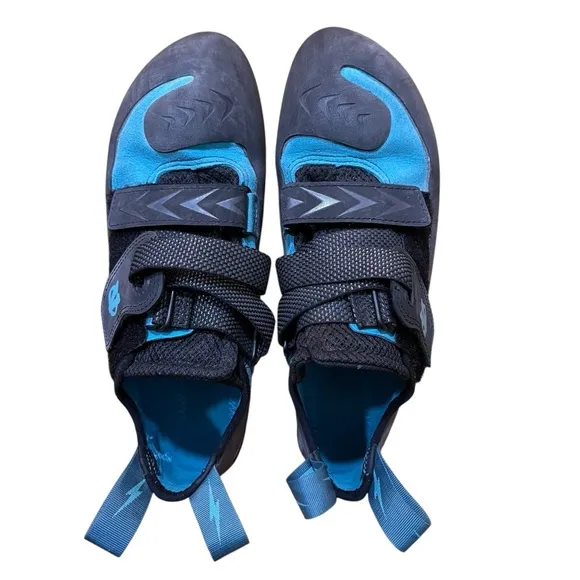Evolv Blue Gray Climbing Shoes Kira Trax Rubber Performance Sneakers Mountain