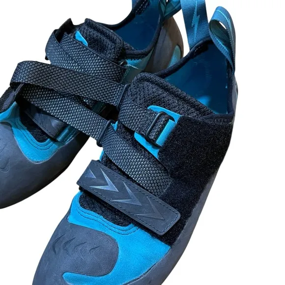 Evolv Blue Gray Climbing Shoes Kira Trax Rubber Performance Sneakers Mountain
