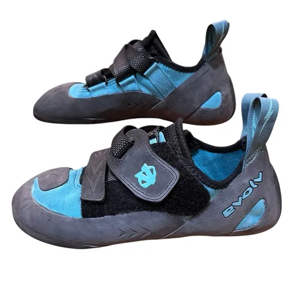 Evolv Blue Gray Climbing Shoes Kira Trax Rubber Performance Sneakers Mountain