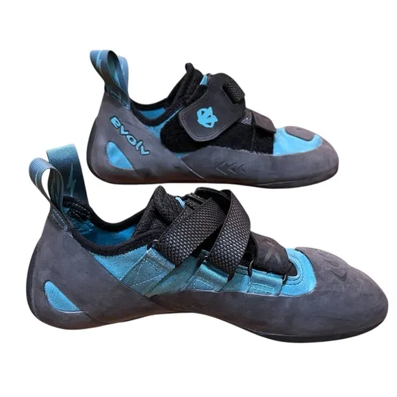Evolv Blue Gray Climbing Shoes Kira Trax Rubber Performance Sneakers Mountain