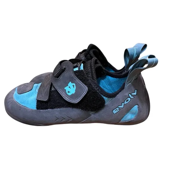Evolv Blue Gray Climbing Shoes Kira Trax Rubber Performance Sneakers Mountain