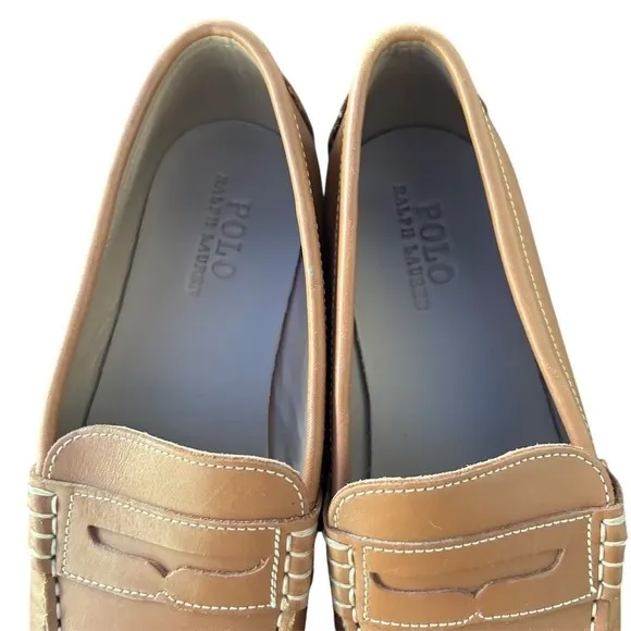 Excellent! Polo Ralph Lauren Boys Penny Loafers Brown Size 3 Dress Shoes
