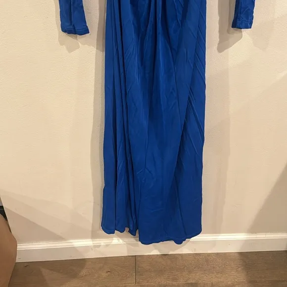 Farm Rio Women Round Neck Blue Knot Cut Out Maxi Dress designer Blue new Small
