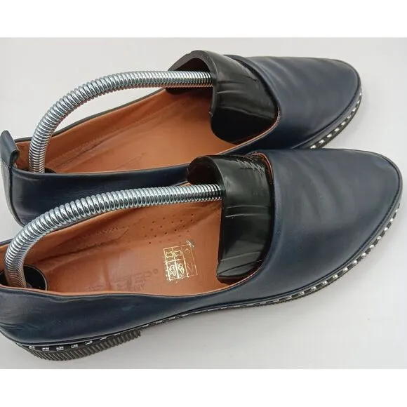 Fast Step ‎ Men Handmade Blue Dark Leather Comfy Shoes Sz40 Made in Turkey US7.5