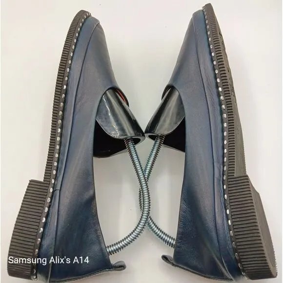 Fast Step ‎ Men Handmade Blue Dark Leather Comfy Shoes Sz40 Made in Turkey US7.5