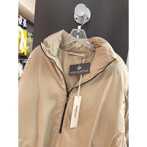 Fear of God FOG Essentials Half-Zip Storm Puffer Jacket Oak Tan / Black 1977