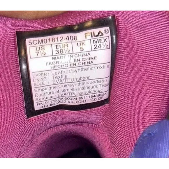 Fila Vittori High Top Pink Purple Black Shoes Women's 7.5 Preowned