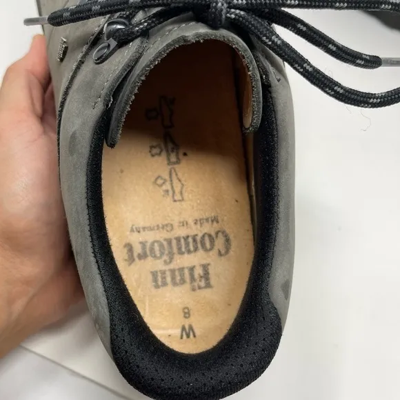 Finn Comfort Eppan Womens Hiking Walking Shoes Lace Up Leather Gray