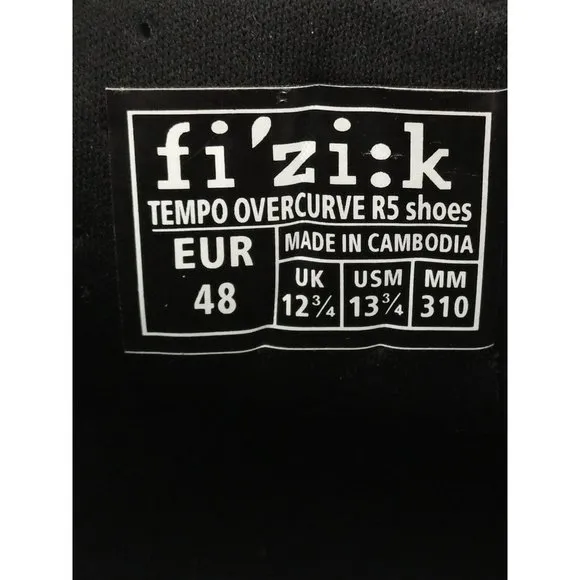 Fizik fi'zi:k Tempo Overcurve R5 Cycling Mens Shoes Size 48 / 13¾ US