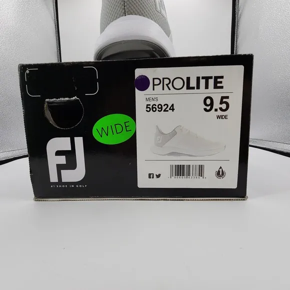 FJ FootJoy ProLite Golf Shoes 56924 Mens 9.5W Wide White Gray Sneaker NEW READ
