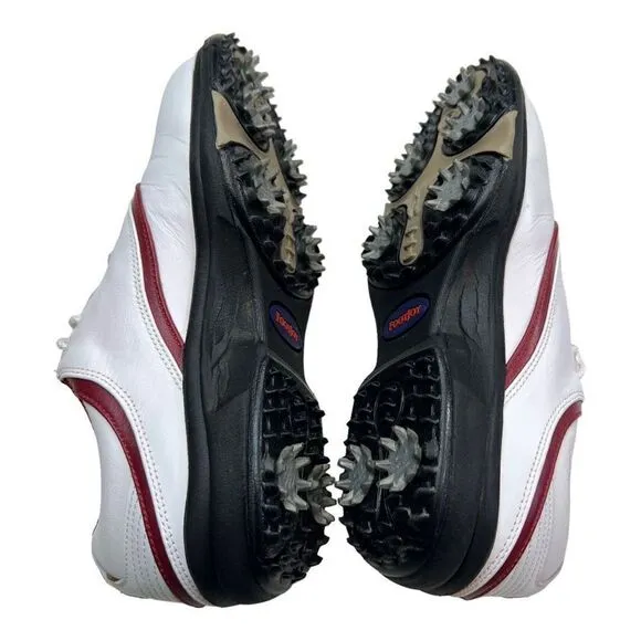 FootJoy FJ Women's Leather Lace Up eComfort Golf Cleats Shoes White Red Size 7M