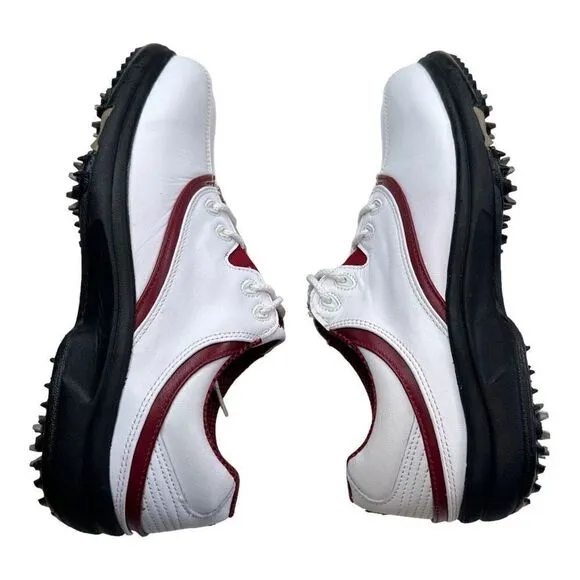 FootJoy FJ Women's Leather Lace Up eComfort Golf Cleats Shoes White Red Size 7M