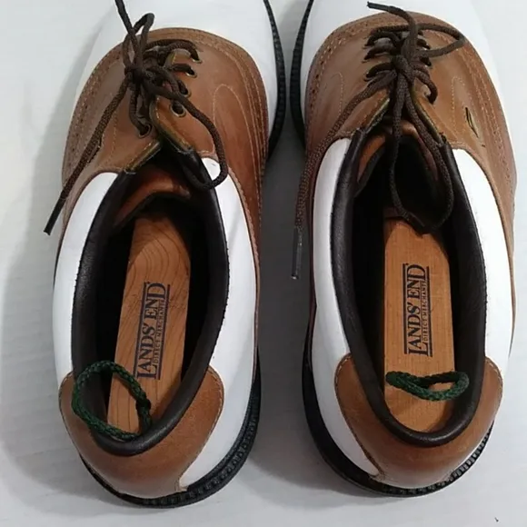 FootJoy Men's Golf Shoes White &amp; Brown Size 10 With Cedar Shoe Stretchers