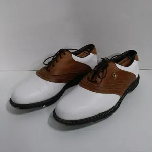 FootJoy Men's Golf Shoes White &amp; Brown Size 10 With Cedar Shoe Stretchers