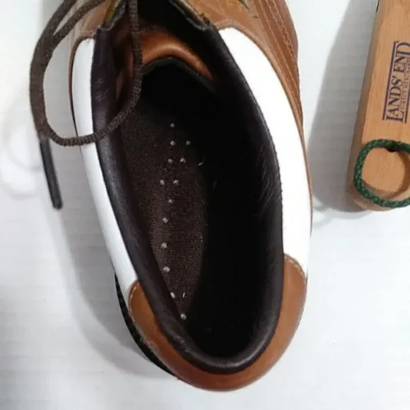 FootJoy Men's Golf Shoes White &amp; Brown Size 10 With Cedar Shoe Stretchers
