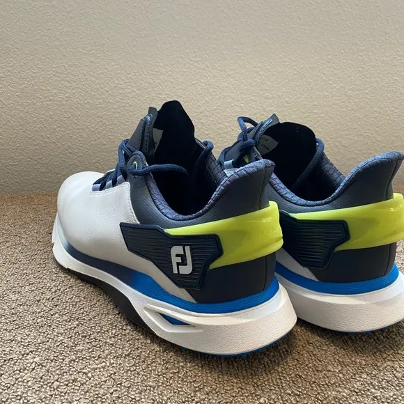 FootJoy Men's Pro|SLX White and Blue Golf Shoes - Size 11