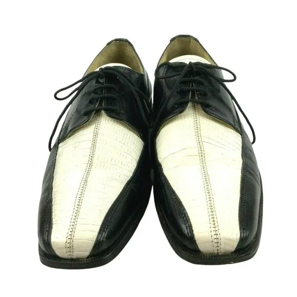 Fortune From Liberty Mens Black White Leather Oxford Shoes 10.5 Retro Rockabilly