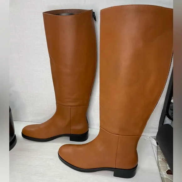 FRAME LE RAMSEY KNEE HIGH BONDED LEATHER BOOTS SZ EU 38‎ US 7