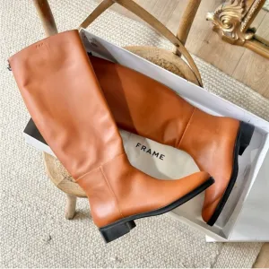 FRAME LE RAMSEY KNEE HIGH BONDED LEATHER BOOTS SZ EU 38‎ US 7