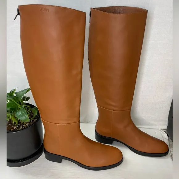 FRAME LE RAMSEY KNEE HIGH BONDED LEATHER BOOTS SZ EU 38‎ US 7