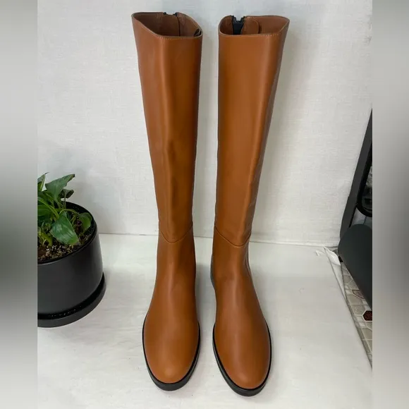 FRAME LE RAMSEY KNEE HIGH BONDED LEATHER BOOTS SZ EU 38‎ US 7