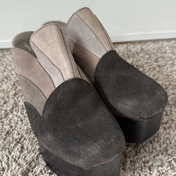 Free People 38 RARE Big Sky Clog Suede Retro Platform in Grey