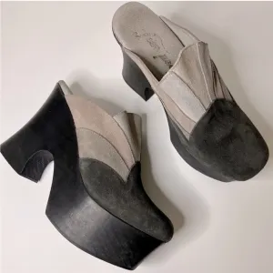 Free People 38 RARE Big Sky Clog Suede Retro Platform in Grey