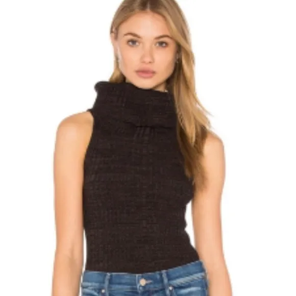 FREE PEOPLE Carly Sweater Black Cowl Neck Sleeveless Pullover Sz S NWT