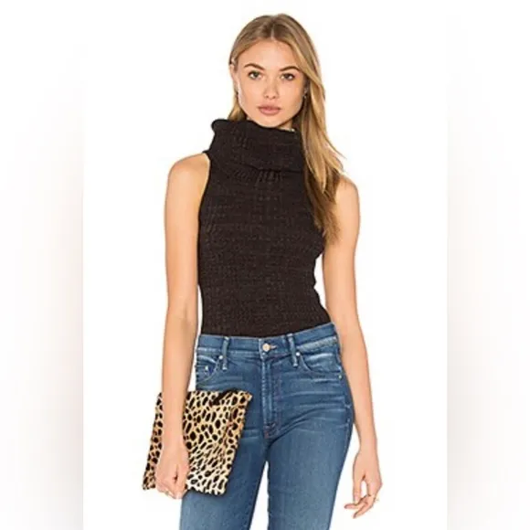 FREE PEOPLE Carly Sweater Black Cowl Neck Sleeveless Pullover Sz S NWT