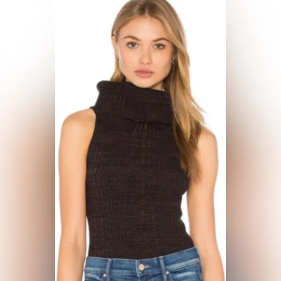 FREE PEOPLE Carly Sweater Black Cowl Neck Sleeveless Pullover Sz S NWT