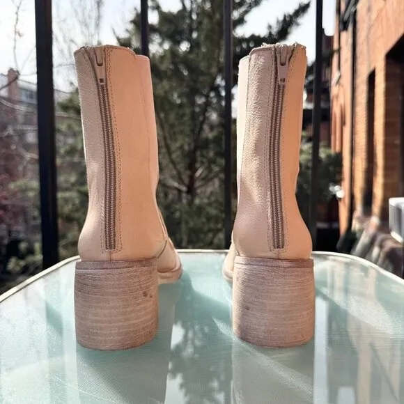 Free People Essential Chelsea Boots Shoes Heeled Leather Natural Cream New