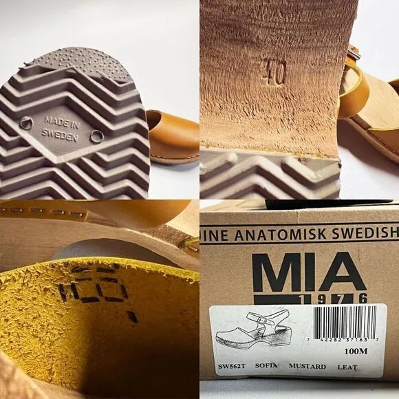 Free People MIA Sofia Clogs Mustard Italian Leather Mary Jane Shoes Sz 40/US 9.5