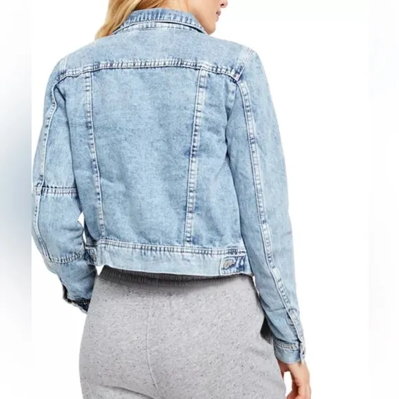 Free People NWOT Rumors Denim jacket indigo blue sz small 18” p2p