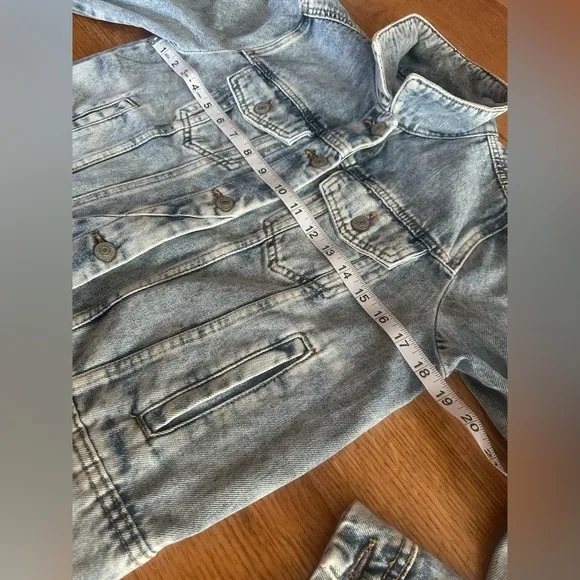Free People NWOT Rumors Denim jacket indigo blue sz small 18” p2p